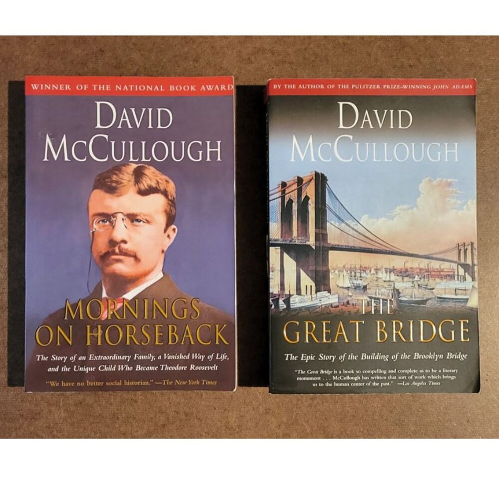 David McCullough MORNINGS ON HORSEBACK and The GREAT BRIDGE paperback books
